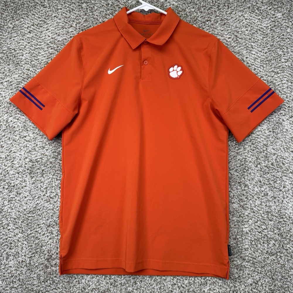 Clemson Tigers Polo Shirt Men's Medium Orange Nike Dri-Fit On Field CQ5251-888